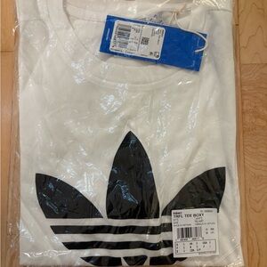 Adidas White Tee with Black Trefoil Logo